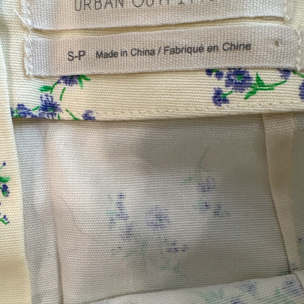 Urban Outfitters Cream and Purple Floral Miniskirt with ruffle at bottom